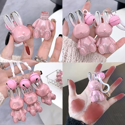 3-Color Matte Liquid Lipstick Set with Rabbit Keychain