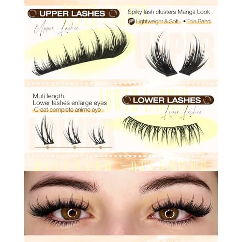 Manga Lash Clusters with Bottom Lashes Eyelash Clusters with Spikes Wispy Cluster Eyelash Extensions for DIY Lash Extensions Anime Individual Lashes by Delyneph