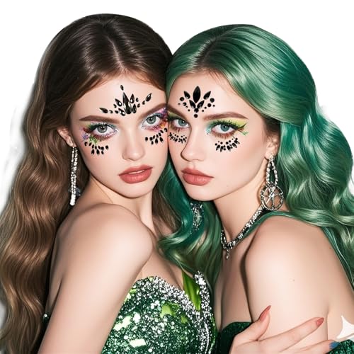 Mermaid Face Gems 3-Pack - Rhinestone Eye Jewels Stickers