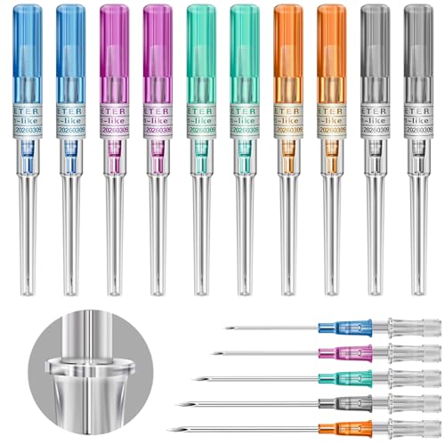 Catheter Piercing Needles Set - 10 Assorted 14G-22G for Body Piercing