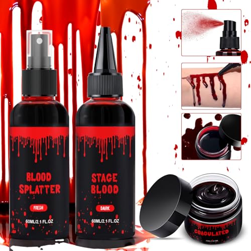 Fake Blood Makeup Kit 3PC - Halloween SFX Cosplay Costume