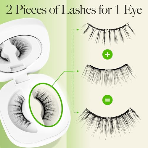 LASHVIEW Magnetic Eyelashes with Applicator - Reusable, No Glue