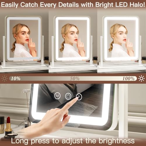 FENNIO 15x12.6" LED Vanity Mirror with Touch Dimmer & 3-Color Lights