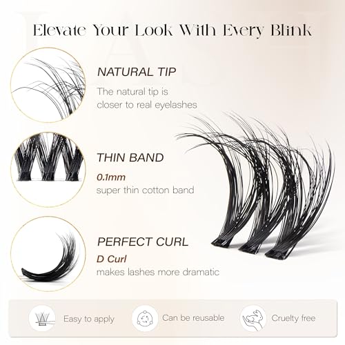BEFER Lash Clusters, 108 Pcs 3D Curl Eyelash Clusters Volume Individual Lashes Extensions 10-16MM Wispy Eyelash DIY At Home(Brave, ZE11)