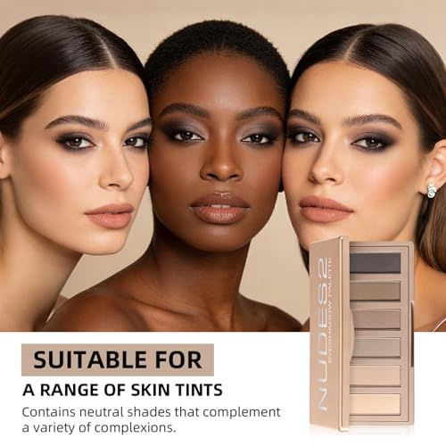 6-Color Nude Eyeshadow Palette with Mirror – Taupe & Brown