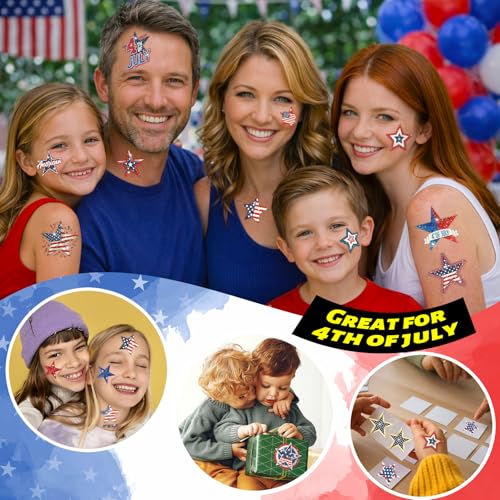 120 Pcs Patriotic 4th of July Temporary Tattoos - Star Designs