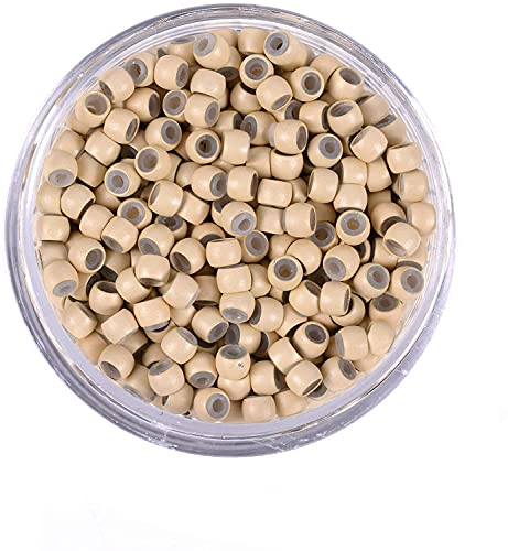 Nano Copper Ring Nano Silicone lined Beads Micro Hair Rings for Nano Tip Hair extension 5Colors available (500Pcs, Beige)