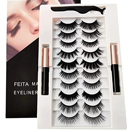 FEITA Magnetic Eyelashes Kit with Eyeliner - 10 Pairs