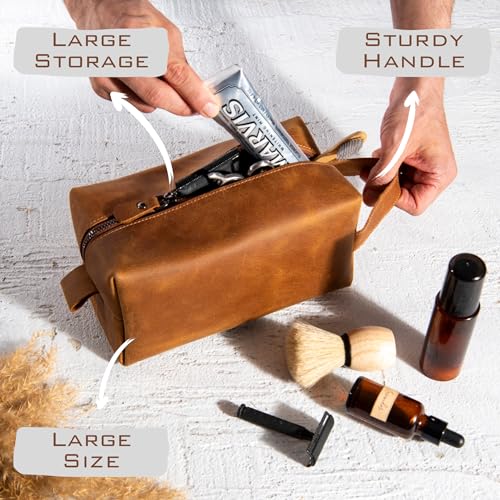 Personalized Leather Toiletry Bag for Men | Custom Engraved