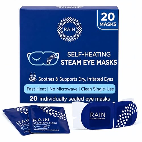 Rain Heated Eye Mask - Self-Heating Steam Compress (20 Pack)