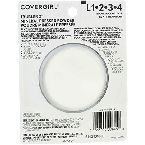 CoverGirl Trublend Pressed Powder, Translucent Fair 1, 0.39-Ounce Packages (Pack of 2)