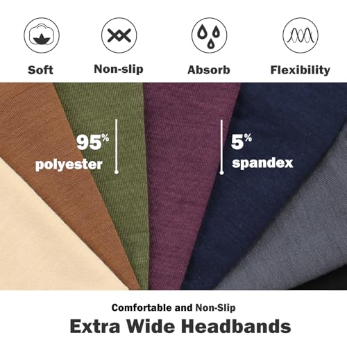 IVARYSS Extra Wide Non-Slip Headbands for Women - 4 Pack