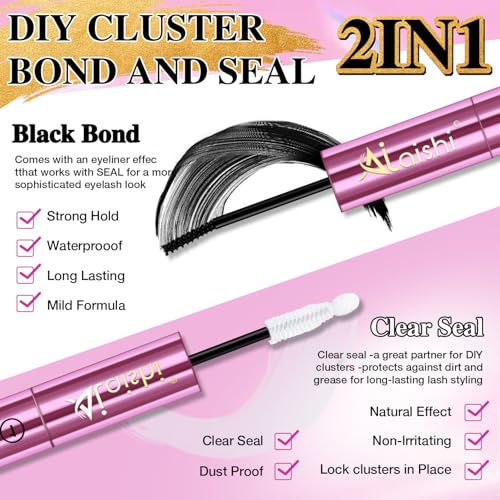 Lash Cluster Glue - 150H Waterproof Eyelash Extension Adhesive, 5ml+5ml