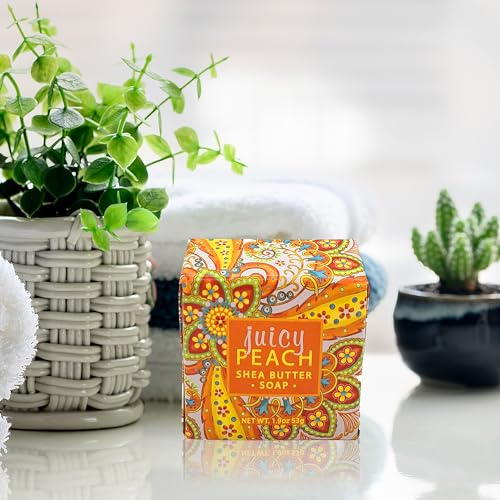 Greenwich Bay Vegan Natural Botantical Shea Butter Bar Soap, French Milled Triple Milled, Essential Oils, 6.35 ounces (Juicy Peach Shea)