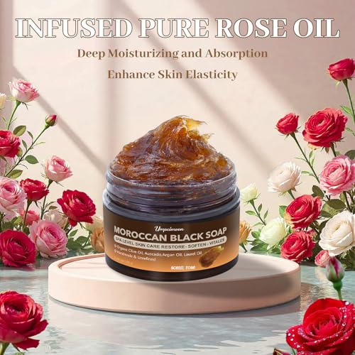 2 PCS Moroccan Black Soap with Argan and Rose, SPA Level Beldi