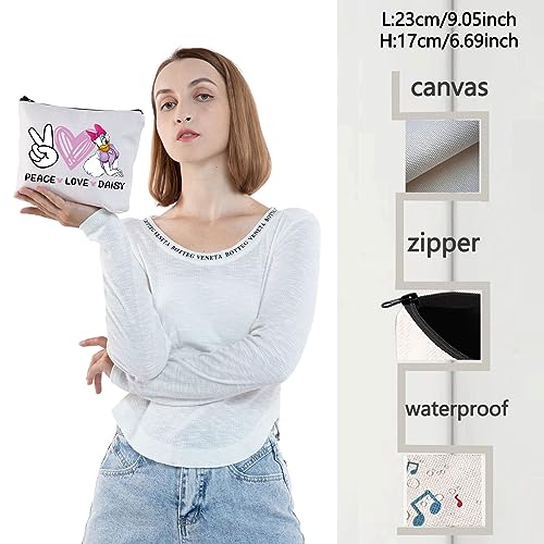 WZMPA Daisy Cosmetic Bag Duck Lover Gifts Peace Love Daisy Makeup Zipper Pouch Bag Cartoon Merchandise (Love Daisy)