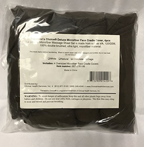 Therapist's Choice Microfiber Massage Table Face Cradle Covers (4-Pack, Brown)