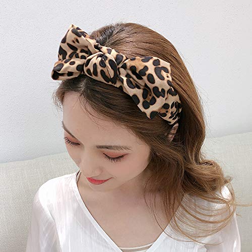 Leopard Headband Knotted Headbands for Women, Wide Knot Dot Hairbands Hair Band Accessories Birthday Christmas Gifts for Girls Light Coffee