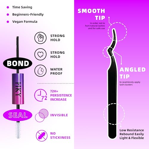HKY Wispy Lash Clusters Kit - 280pcs 30D-40D C Curl with Tweezers