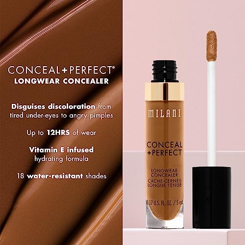 Milani Conceal + Perfect Longwear Concealer - Pure Beige (0.17 Fl. Oz.) Vegan, Cruelty-Free Liquid Concealer - Cover Dark Circles, Blemishes & Skin Imperfections for Long-Lasting Wear