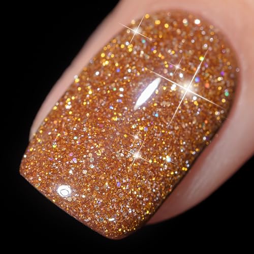 YTD Likomey Colorful Reflective Glitter Gel Nail Polish,15ml Brown Flash Diamond Shimmer Nails Gel,Sparkly Shiny Salon Home Nail Art Manicure UV Nail Gel,SZ393