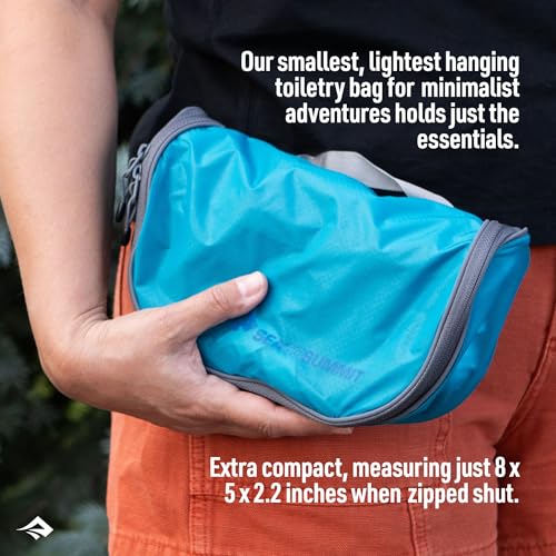 Sea to Summit Small Hanging Toiletry Bag, Extra Compact Travel Organizer for Minimalist Adventures, Spicy Orange