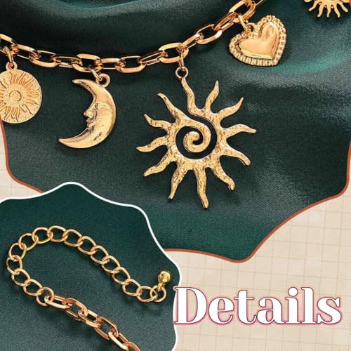 Vintage Sun & Moon Gold Choker Necklace for Women