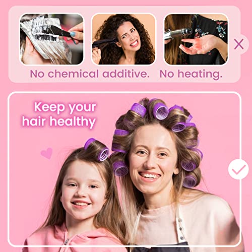 Hair Rollers for Blowout Look Long Hair, 21 PCS Self Grip Hair Rollers for Long Medium Short Hair Styling Curling Tools DIY Hair Curlers to Sleep In