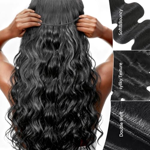 Body Wave Bundles with 5x5 HD Lace Closure - 4 Bundles Brazilian Virgin Hair