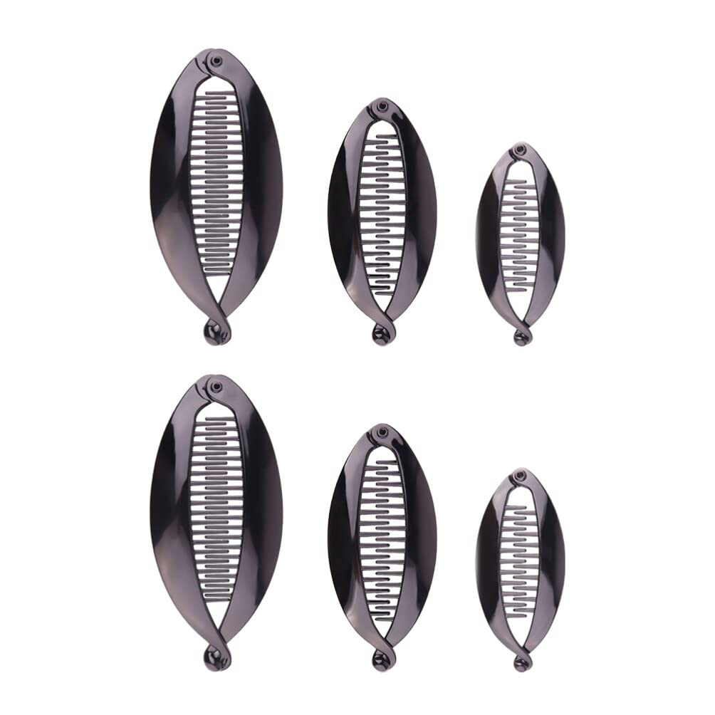 LALAFINA Small Hair Clips 6pcs French Banana Clip Hair Combs Fishtail Hair Clips Ponytail Holder Vintage Clincher Comb Tool for Thick Fine Curly Hair Black Banana Hair Clip