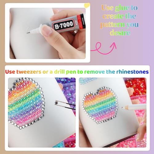 40000 AB Rhinestones Flatback Gems - 3mm Bedazzling Kit w/ B7000 Glue
