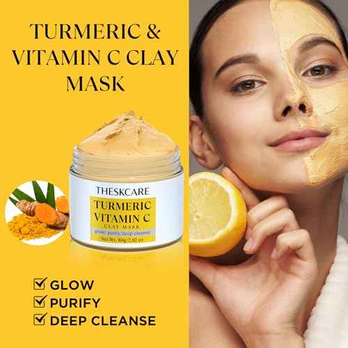 3 PCS Clay Mask Set, Turmeric Vitamin C Clay Mask, Dead Sea Mud Mask, Green Tea Clay Mask, Facial Mask for Oil Control, Deep Cleaning, and Radiant Skin, 240g, 2.82 OZ each