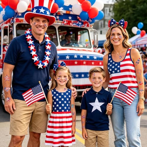 108 Glitter 4th of July Temporary Tattoos - Waterproof Patriotic