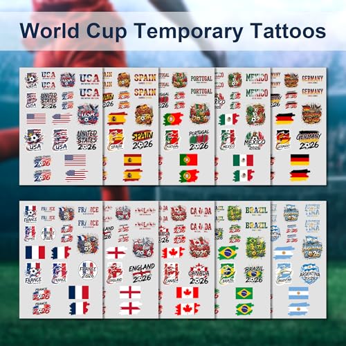Brazil World Cup 2026 Tattoos 22-Piece Set | Temporary Soccer Party Favors