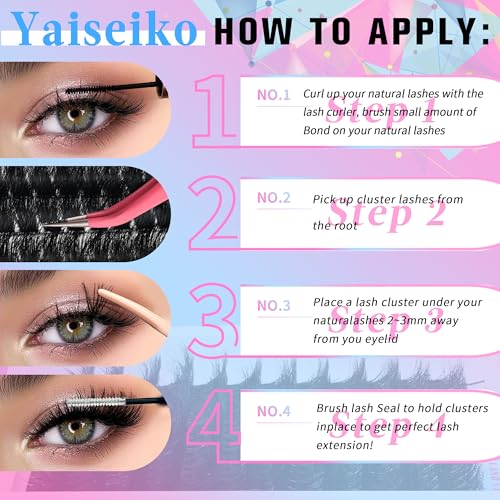 Yaiseiko 192pcs Eyelash Clusters 14-22mm Volume D Curl Lashes