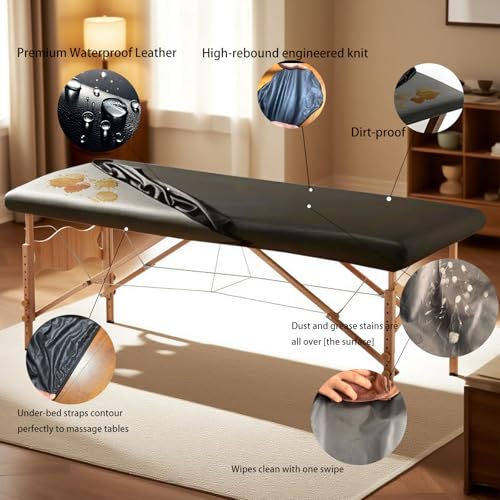 Leather Massage Table Cover Protector,Washable & Stain-Resistant for Tattoo/Spa/Massage/lash Bed Cover,Waterproof Vinyl Massage Table Cover(68-76" x29-35)