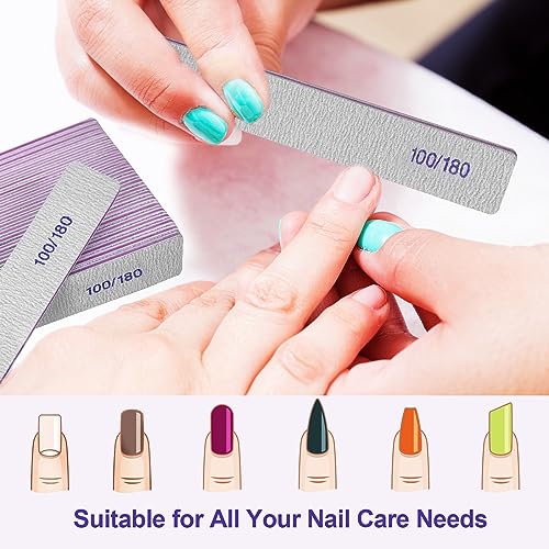 24-Pack Double-Sided Nail Files, 100/180 Grit Emery Boards