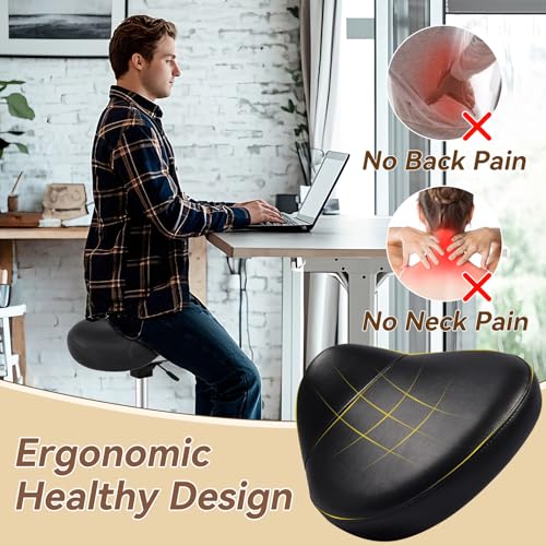 Ergonomic Saddle Stool with Wheels - Black