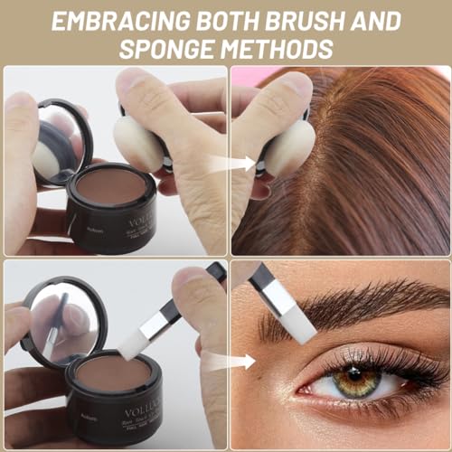 VOLLUCK Black Root Touch Up Powder 0.14oz Instant Gray & Thinning Hair Concealer for Women & Men