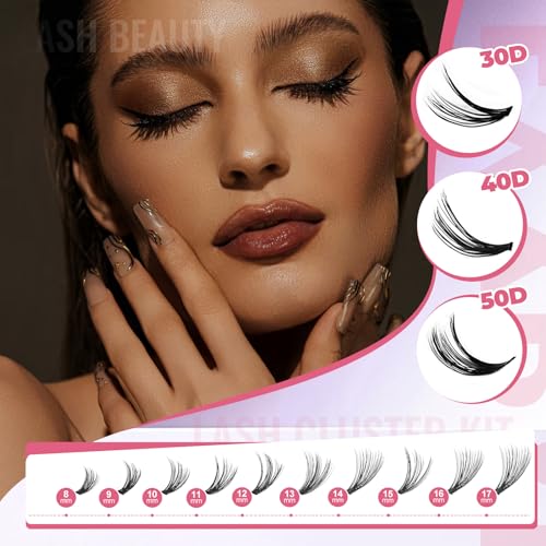 Wispy Lash Clusters Kit 800pcs Lash Extension Kit DIY Eyelash Clusters 30D&40D&50D Lashes Clusters 8-18mm With Lash Bond and Seal, Lash Tweezers, Lash Remover£¬Lash Brush
