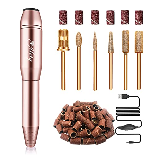 Electric Nail Drill Kit for Acrylic & Gel Nails - Portable Efile Manicure Tools with Gold Drill Bits