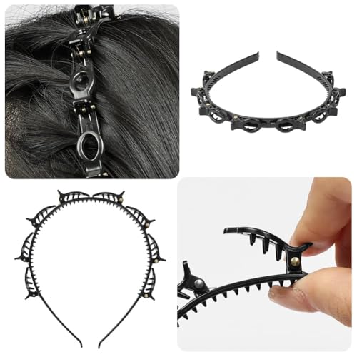 Braided Bangs Headband with Clips - 2 Pack for All Hair Types