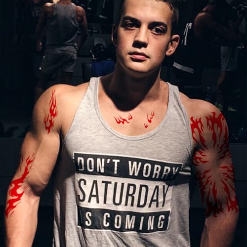 6 Sheets Temporary Tattoos Stickers Realistic Waterproof Women Man Body Face Arm Collarbone Leg Body DIY Art Decoration (Flame)