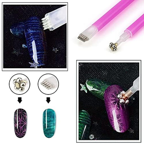 15-Piece Nail Magnet Tool Set for Cat Eye Gel Art – Double-Head Design