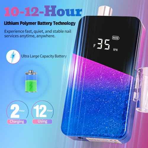 Nail Drill Portable Electric Nail File 35000RPM Electric Nail Drill Cordless Professional with Bits for Acrylic Gel Nails Nail E-File Machine Manicure Polishing for Salon Home (Snowflake Blue)