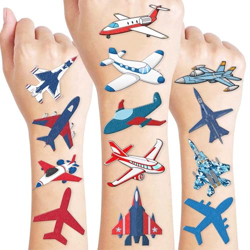 96 Piece Airplane Temporary Tattoos Pre-Cut Party Favors