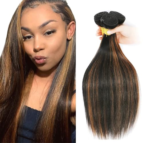 Straight Human Hair Bundles with Highlights 14-18 Inch - DiexrLamx