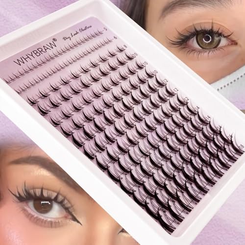 Whybraw Lash Clusters 140 Pcs Wispy C-Curl DIY Eyelash Extension