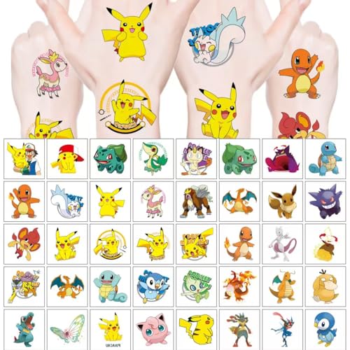 Pokemon Temporary Tattoos - 40 Sheets Fake Body Stickers