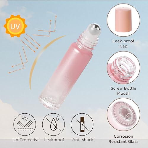 10ml Roller Bottles for Essential Oils & Perfume, 4-Pack Glass